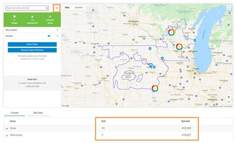 alliant energy outage by county